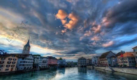 瑞士苏黎世运河图片
