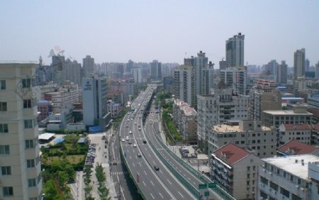上海中山北路高架俯拍图片