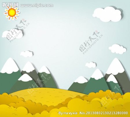 卡通雪山风景图片