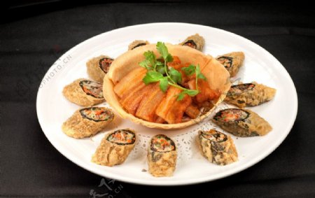 鹅肝卷拼金酥肉图片