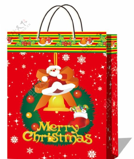 圣诞老人条纹星星礼品袋图片