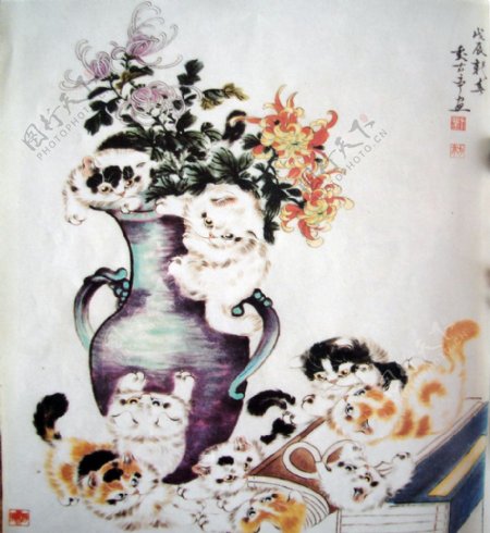 刘志亭画猫图片