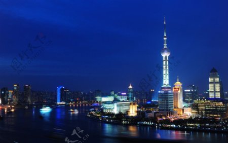 上海东方明珠夜色黄浦江图片