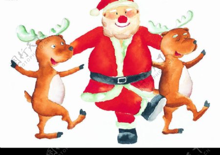 圣诞老人和麋鹿跳舞图片