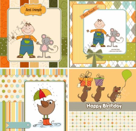 可爱儿童生日卡片图片