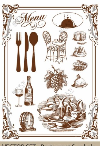 欧式花纹边框餐厅美食图片