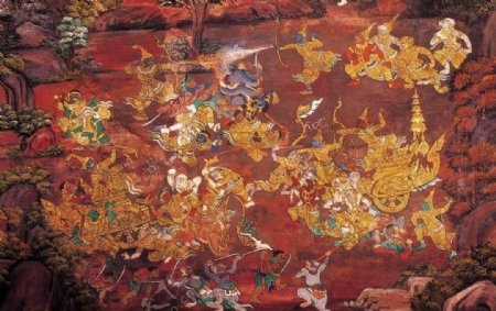 东南亚印度地区宗教及民间传说壁画100幅图片