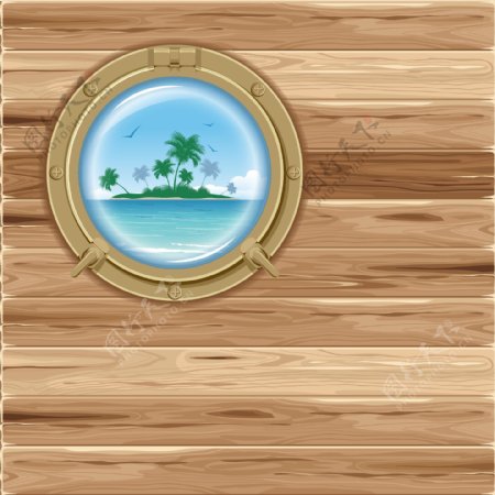 木纹木板海洋风景图片
