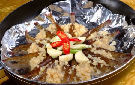 蒜蓉干锅基围虾图片
