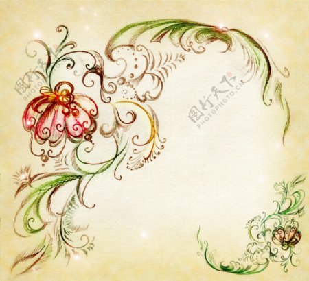 手绘古典花纹花边底纹图片