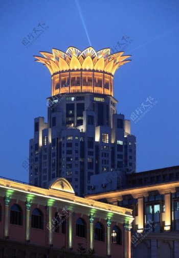 上海夜色下的威斯汀大酒店图片