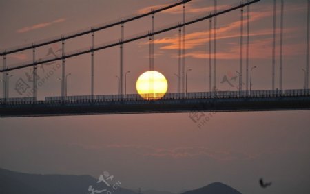 大桥日落图片