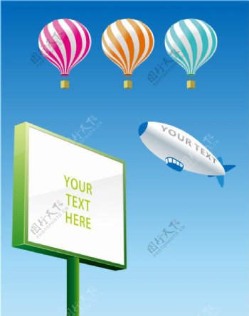 热气球飞艇路牌图片
