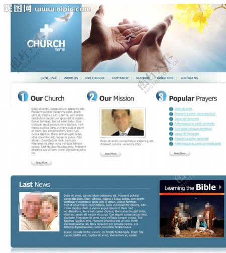 神圣教堂网页模板图片