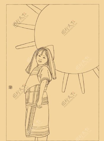 女孩与太阳鼓基诺族图片