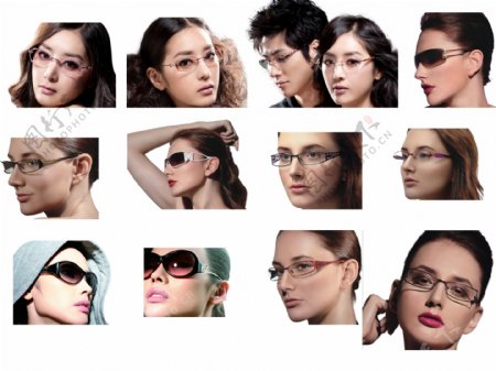 高清眼镜模特PSD图片