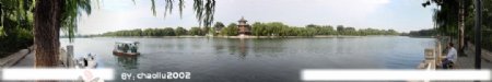 北京什刹海180度全景图片