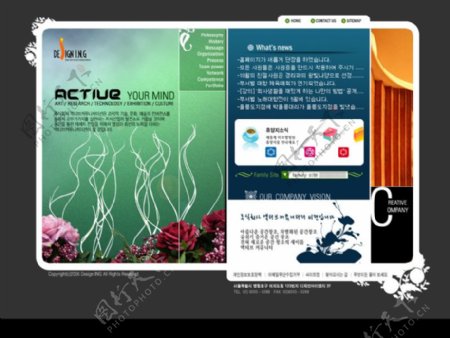 鲜花品茗韩国网页模板多层次5个页面图片