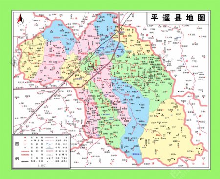 平遥古城政区地形图图片