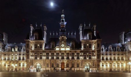 巴黎市政厅夜景图片