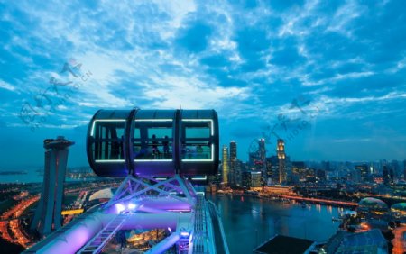 新加坡海滨湾黄昏景色图片
