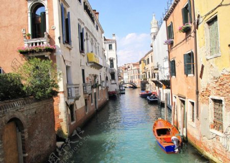 威威尼斯的水街图片