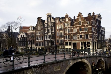 阿姆斯特丹运河岸景图片