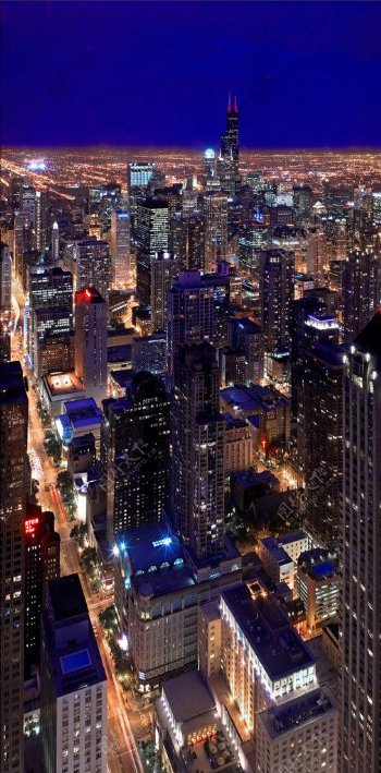 芝加哥夜景俯瞰图片
