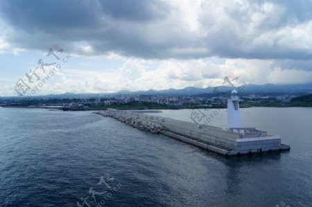 济州岛白色灯塔图片