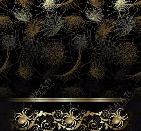 欧式金色蜘蛛花纹边框图片