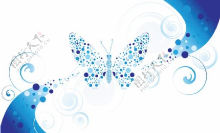 蓝色动感线条蝴蝶背景图片