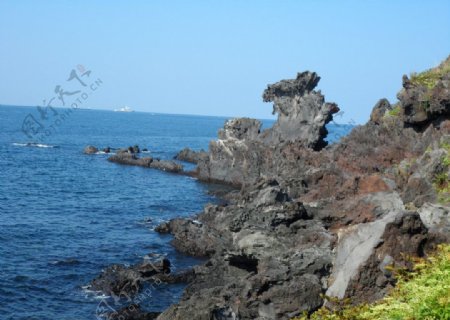 韩国济州岛龙头岩风光图片
