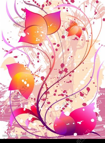 粉色枫叶花纹背景图片
