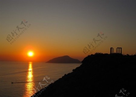 希腊圣托里尼岛日出图片