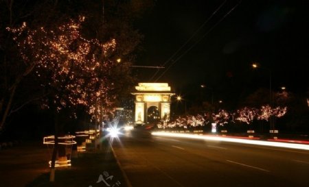 朝鮮平壤大街夜景图片