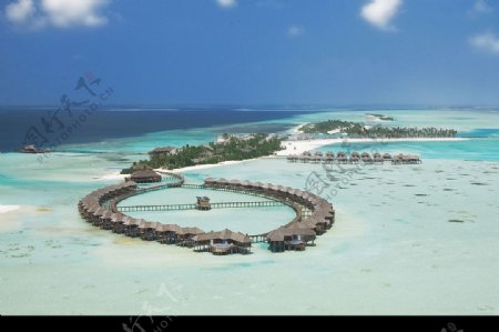 马尔代夫双鱼岛航拍图图片