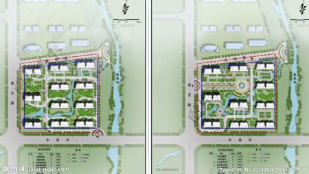 某住宅小区规划设计图两个方案含cad图图片