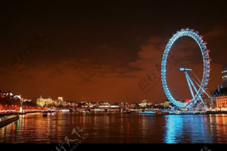 夜幕下的伦敦眼图片
