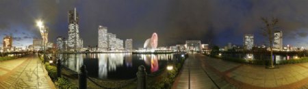 日本横滨初夜时分城市美景图片