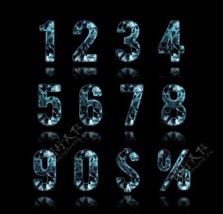 蓝色钻石数字与符号图片