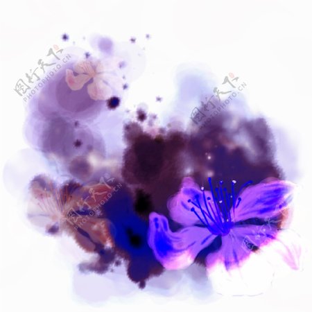 紫色梦幻水墨花纹图片