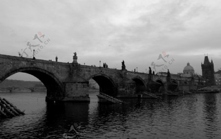 查理大桥黑与白图片