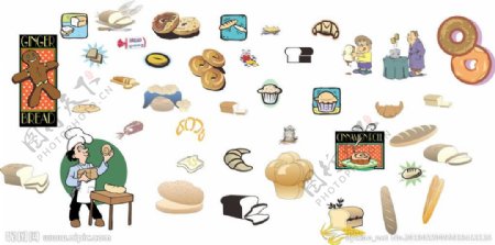 矢量面包食品图片