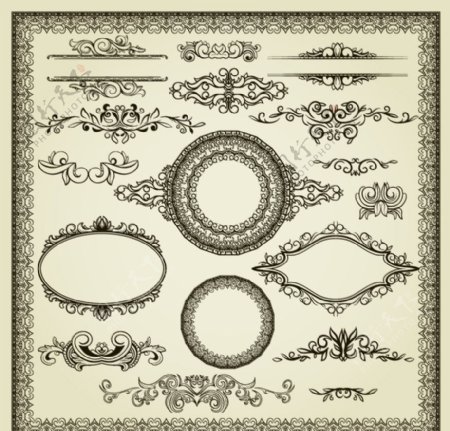 欧式花纹花边框装饰设计图片