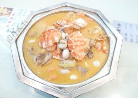 土鸡海鲜锅图片