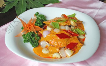 泰黄咖喱蟹清晰图片
