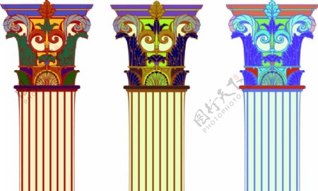 欧式罗马柱装饰矢量图图片