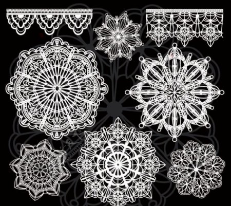 黑白线条古典花纹花边装饰设计素材图片
