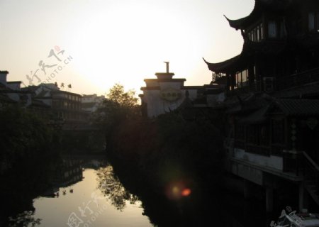 秦淮河的傍晚景色图片