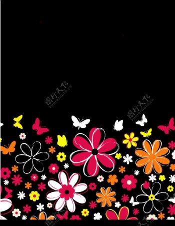 可爱色彩花朵矢量素材图片